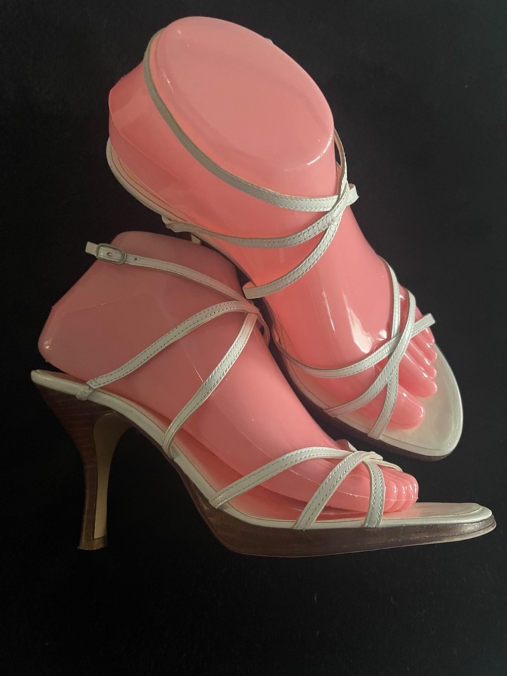 Vintage Bandolino White Strappy High Heel Sandals - size 7